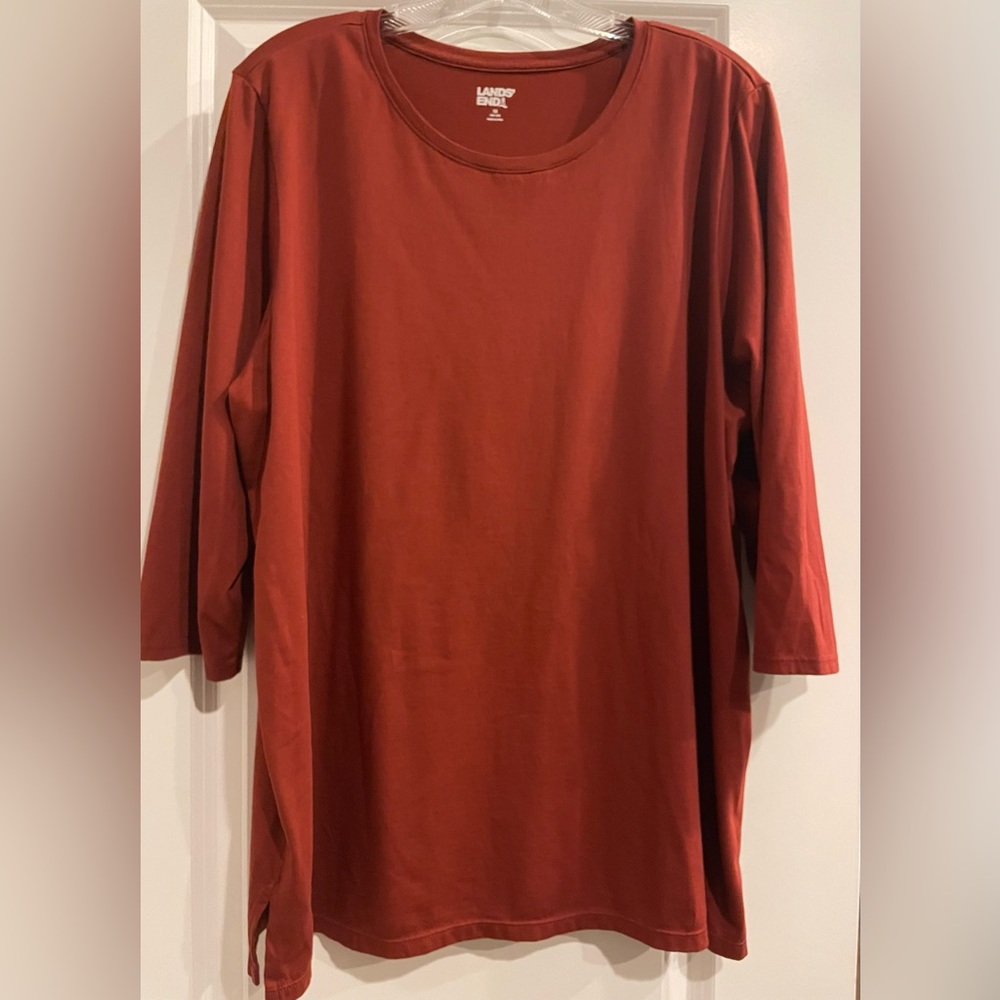 Lands End Rust colored 3/4 length tunic length t-shirt